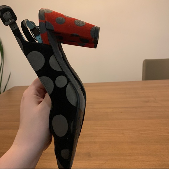 Thierry Rabotin Black and Red Polkadot Leather Heels, Size 38 / 7.5 - Picture 8 of 10